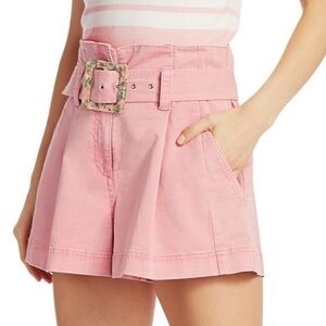 Tanya Taylor pink belted high rise shorts size 2